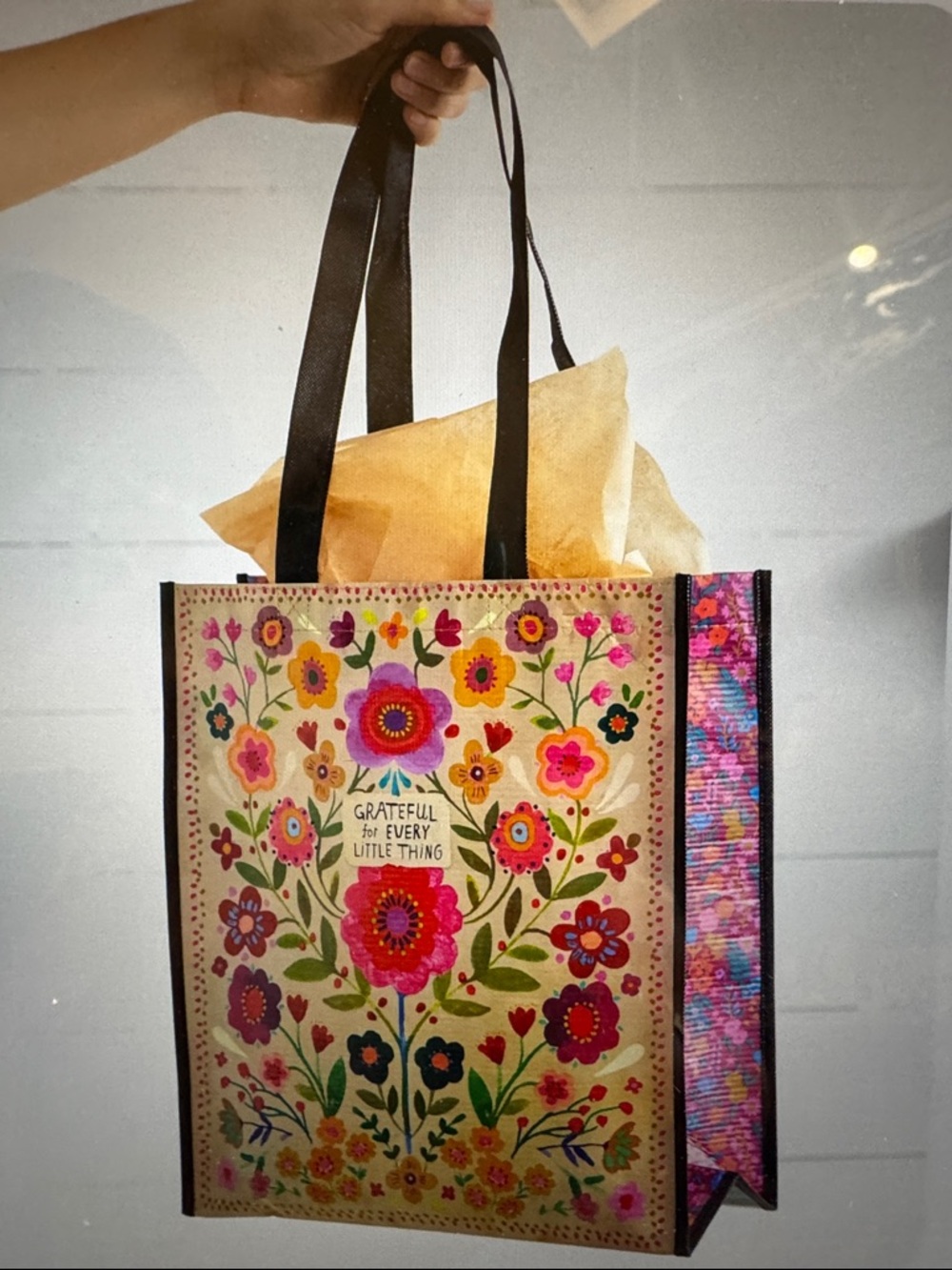 Natural Life Grateful Floral Tote Bag
